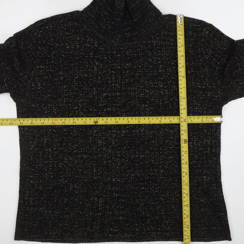 Select Women's Black Roll Neck Glitter Knit Jumper Size 16