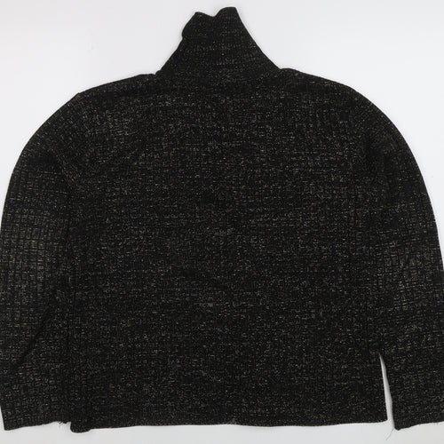 Select Women's Black Roll Neck Glitter Knit Jumper Size 16