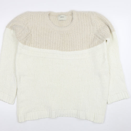 Papaya Women’s Ivory Chunky Knit Pullover Jumper Size L