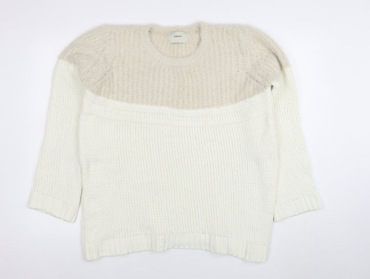Papaya Women’s Ivory Chunky Knit Pullover Jumper Size L