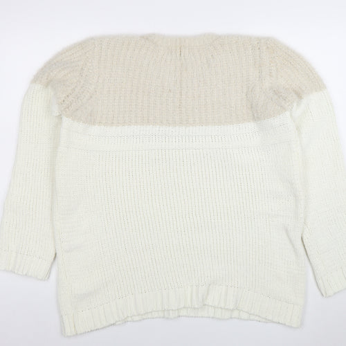 Papaya Women’s Ivory Chunky Knit Pullover Jumper Size L