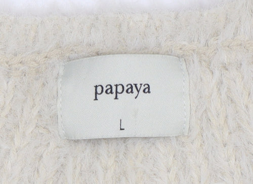 Papaya Women’s Ivory Chunky Knit Pullover Jumper Size L