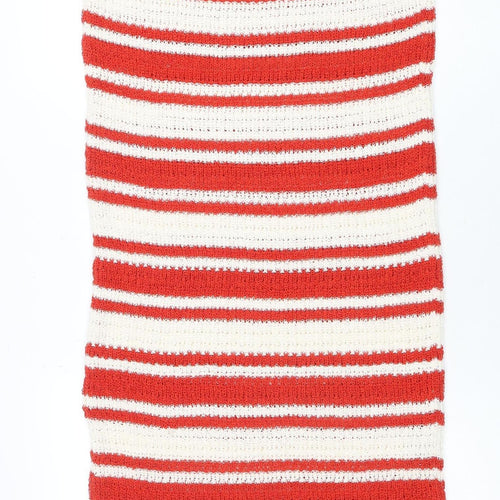 Marks and Spencer Women Red & White Striped Knit Jumper Dress M