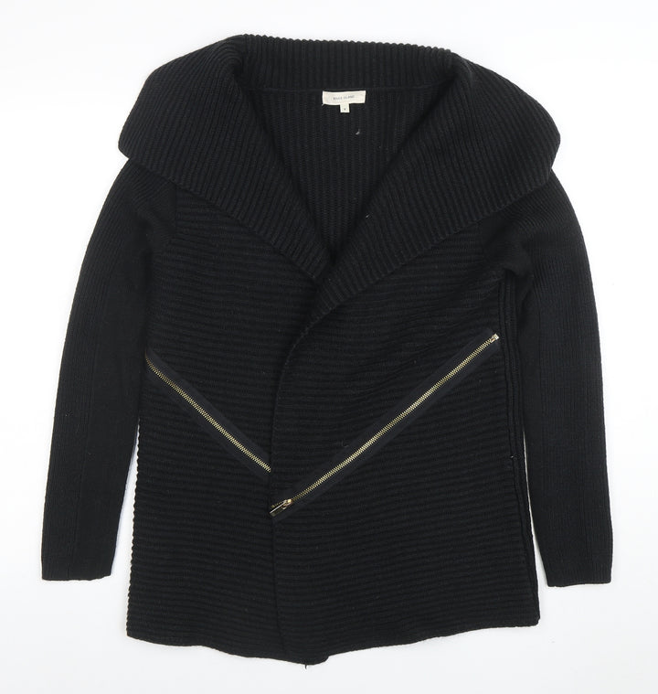 River Island Women’s Black Size 8 Chunky Knit Zip Cardigan