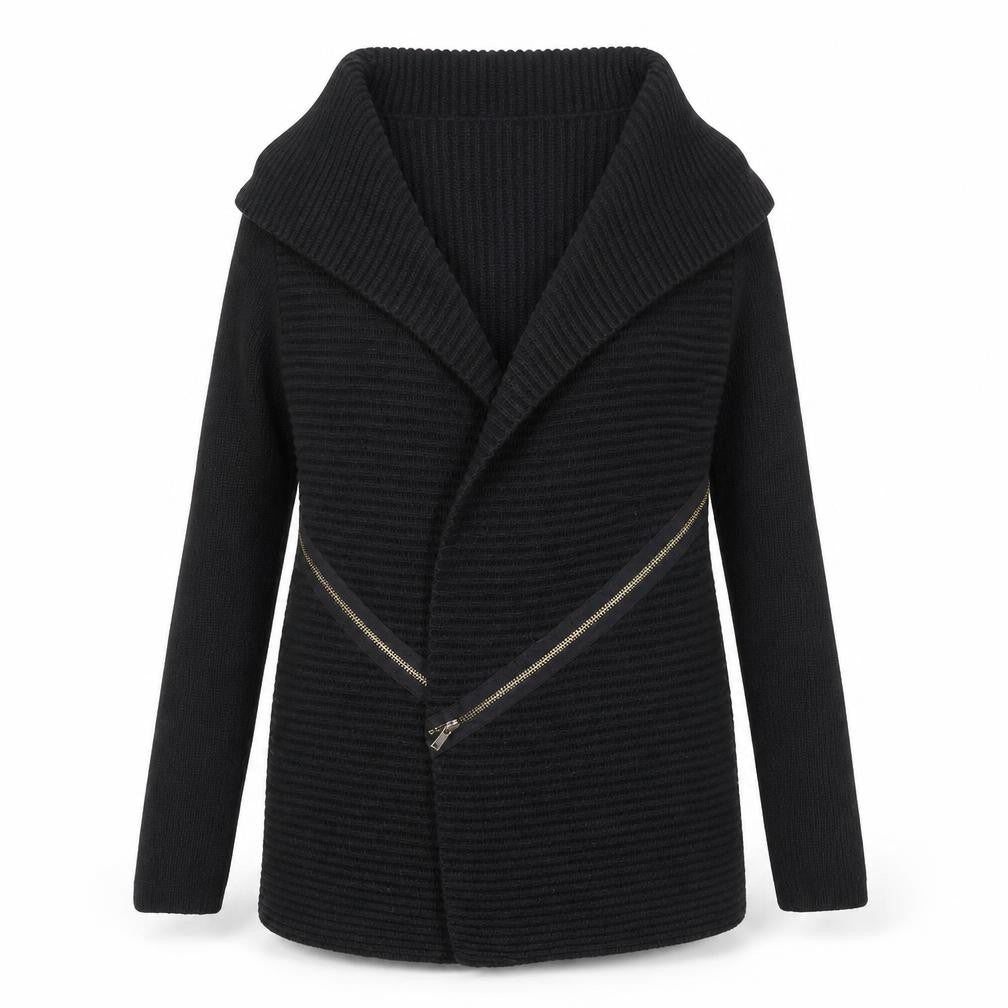 River Island Women’s Black Size 8 Chunky Knit Zip Cardigan