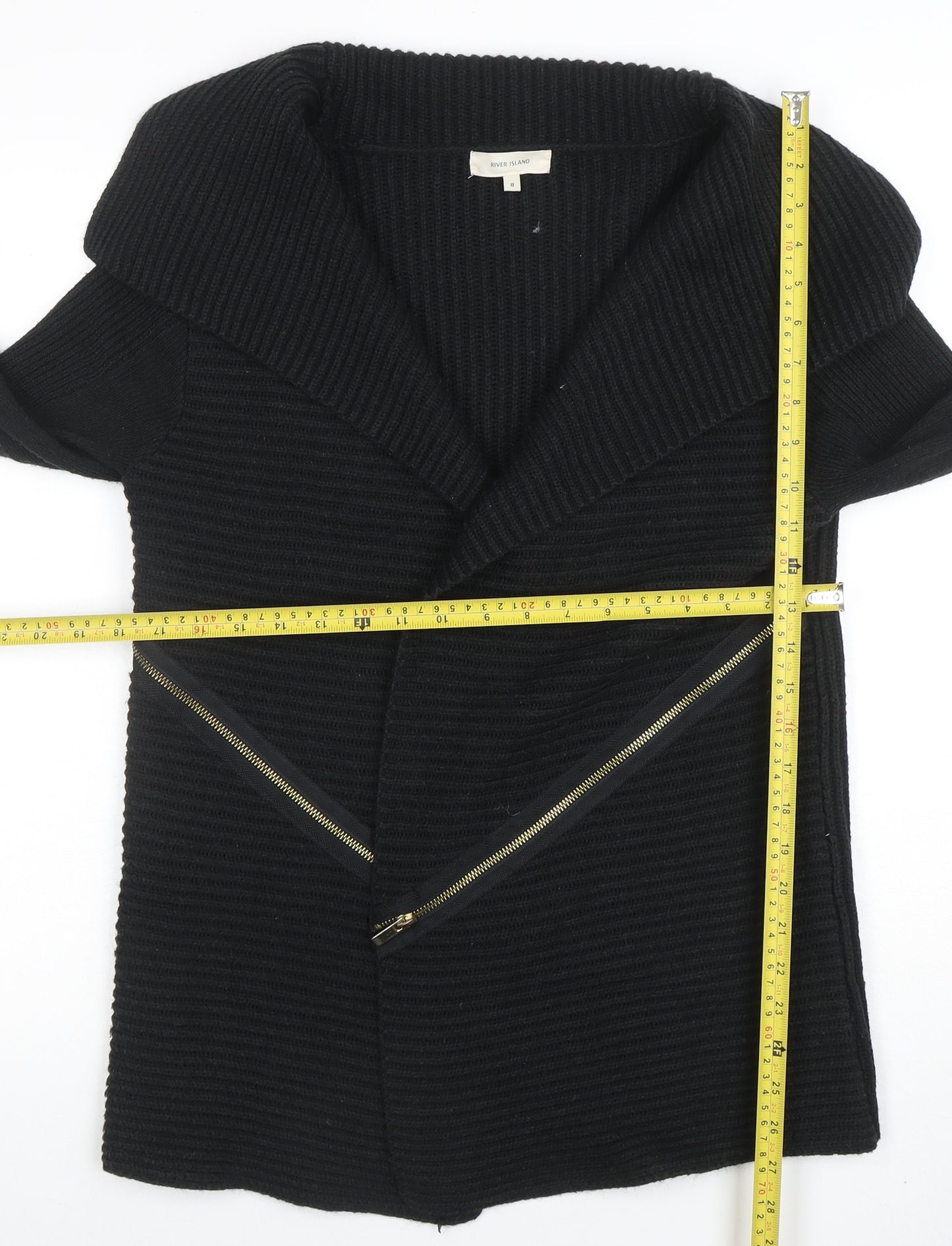 River Island Women’s Black Size 8 Chunky Knit Zip Cardigan