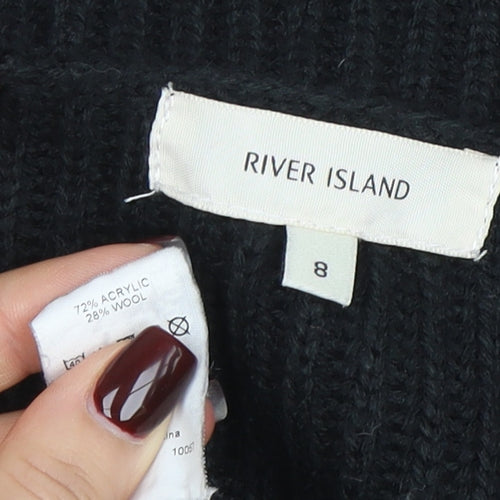 River Island Women’s Black Size 8 Chunky Knit Zip Cardigan