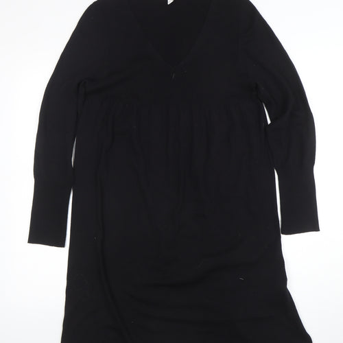 Untold Women’s Black Knit Cotton Wool V-Neck Long Sleeve Sweater Dress M