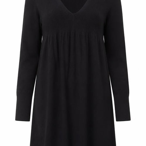 Untold Women’s Black Knit Cotton Wool V-Neck Long Sleeve Sweater Dress M