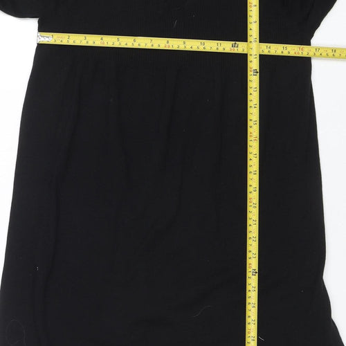 Untold Women’s Black Knit Cotton Wool V-Neck Long Sleeve Sweater Dress M