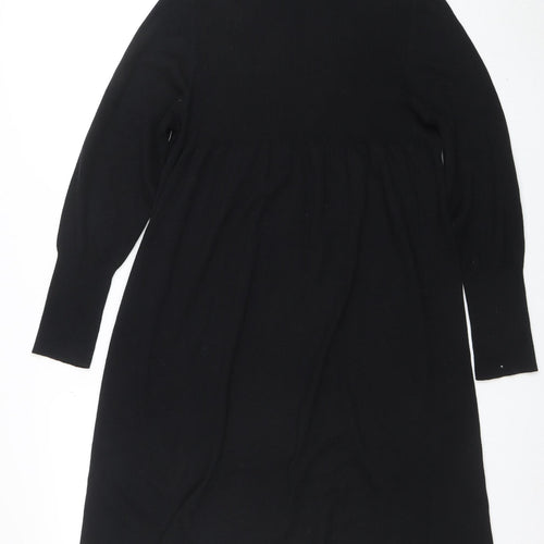 Untold Women’s Black Knit Cotton Wool V-Neck Long Sleeve Sweater Dress M