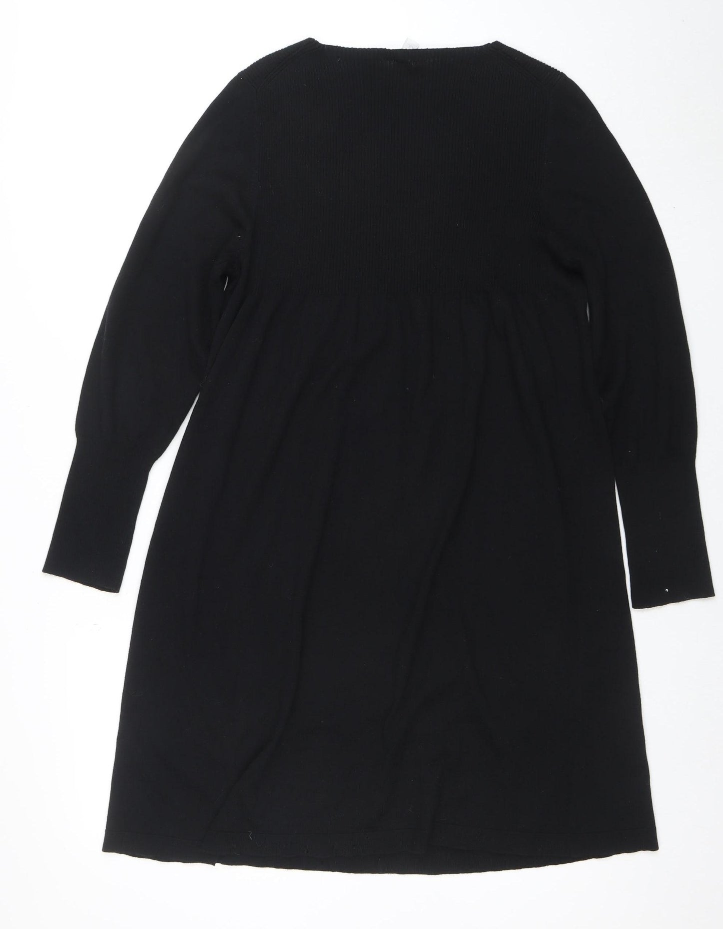 Untold Women’s Black Knit Cotton Wool V-Neck Long Sleeve Sweater Dress M