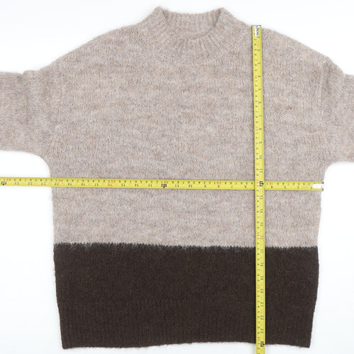 Pieces Women's Beige Mock Neck Pullover Knit Jumper Size S