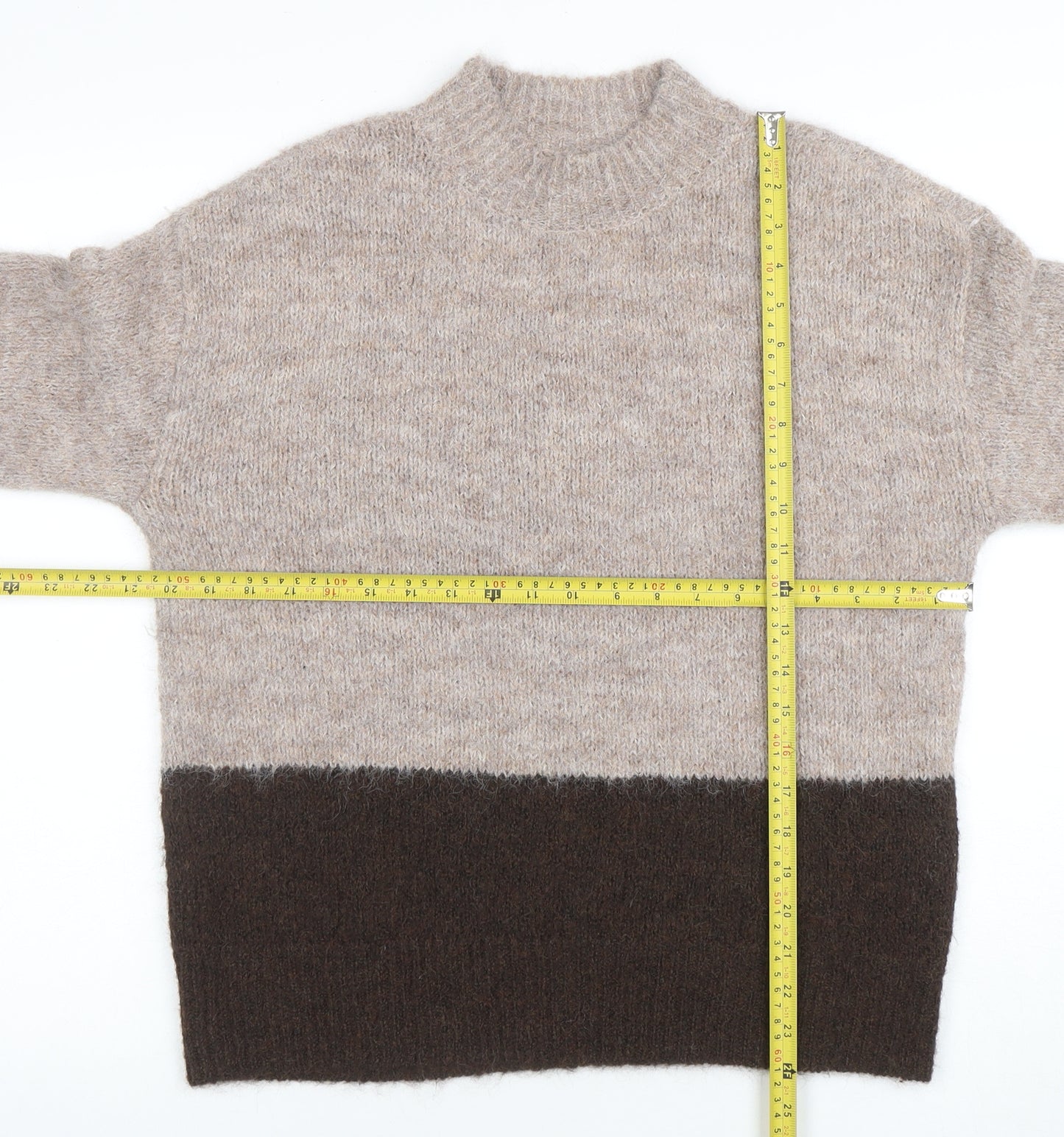 Pieces Women's Beige Mock Neck Pullover Knit Jumper Size S