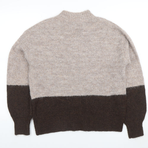 Pieces Women's Beige Mock Neck Pullover Knit Jumper Size S