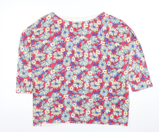 Next Women's Multicoloured Floral 3/4 Sleeve Cotton Viscose T-Shirt Size 20