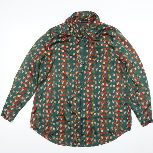 PrettyLittleThing Women’s Green Animal Print Button-Up Shirt UK 10