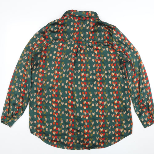 PrettyLittleThing Women’s Green Animal Print Button-Up Shirt UK 10