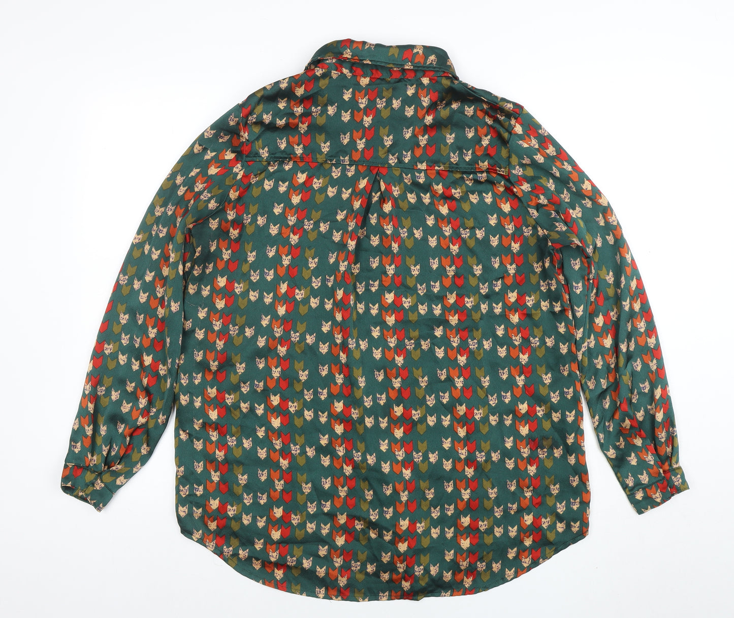 PrettyLittleThing Women’s Green Animal Print Button-Up Shirt UK 10