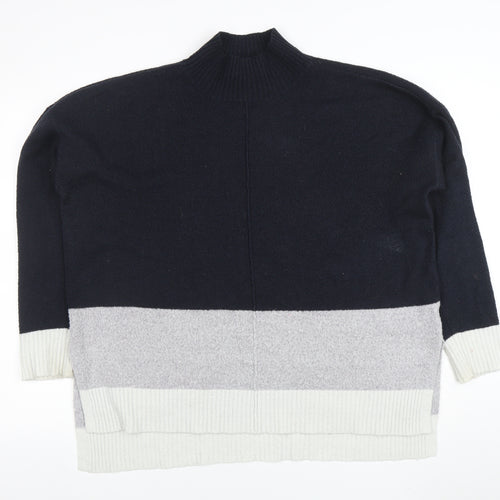 Oasis Women Black Mock Neck Colour Block Knit Jumper Size 16