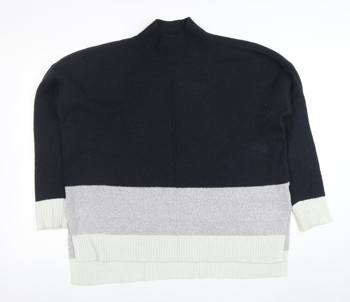 Oasis Women Black Mock Neck Colour Block Knit Jumper Size 16