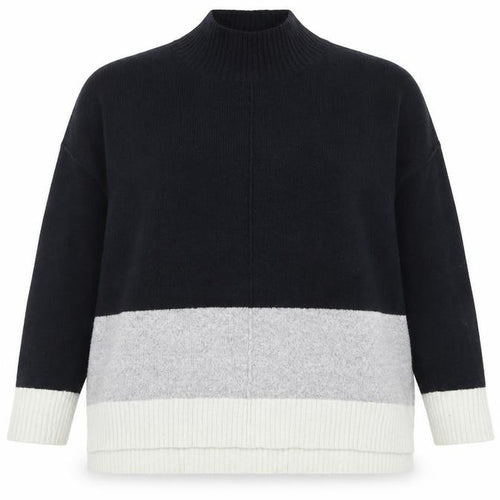Oasis Women Black Mock Neck Colour Block Knit Jumper Size 16