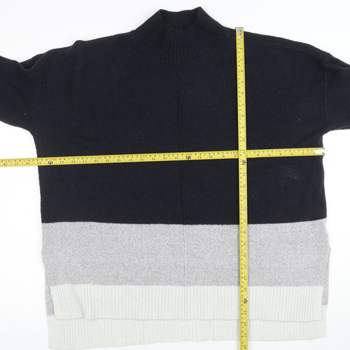 Oasis Women Black Mock Neck Colour Block Knit Jumper Size 16