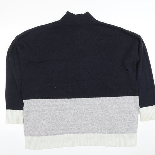 Oasis Women Black Mock Neck Colour Block Knit Jumper Size 16