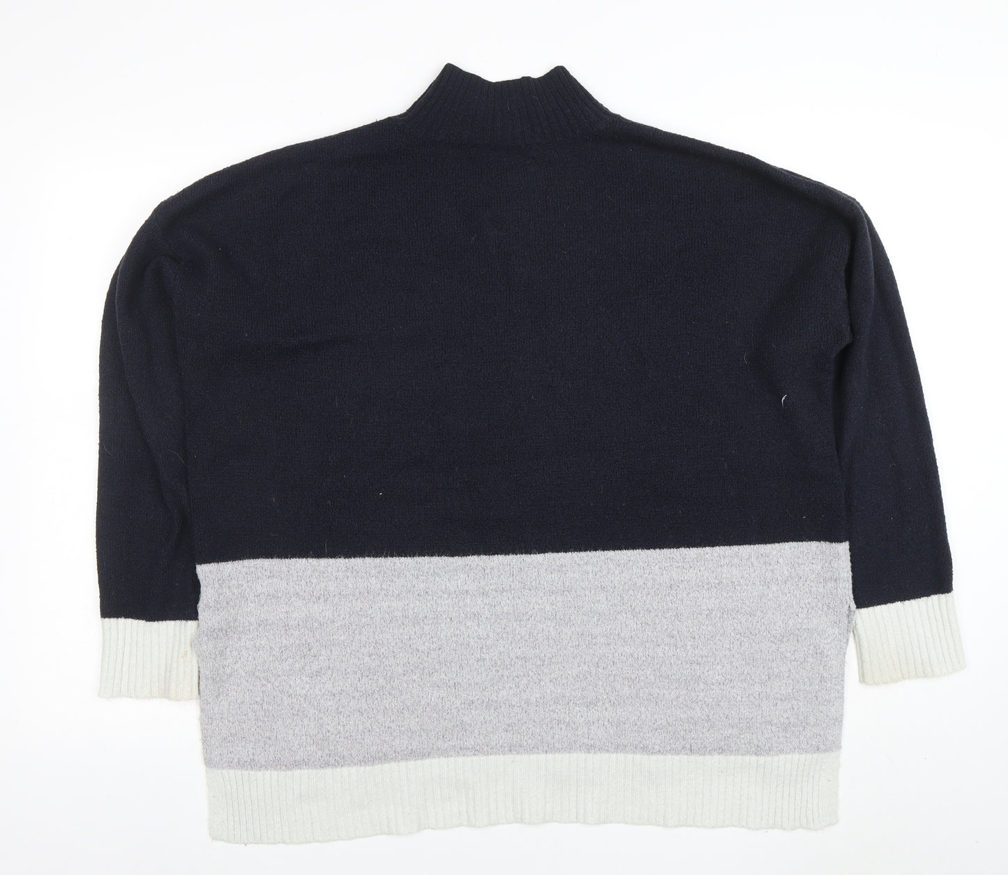 Oasis Women Black Mock Neck Colour Block Knit Jumper Size 16