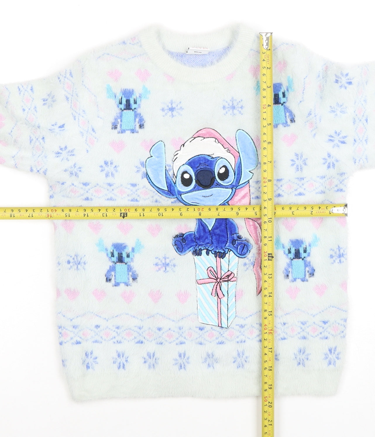 Disney Girls Blue Stitch Christmas Jumper 10-11 Years Pullover Fair Isle Sweater