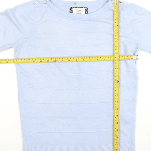 Maine New England Women's Blue Cotton Boat Neck Jumper Size 12