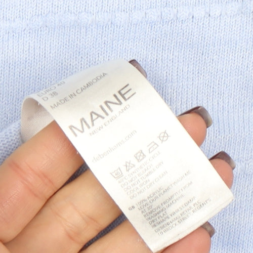 Maine New England Women's Blue Cotton Boat Neck Jumper Size 12