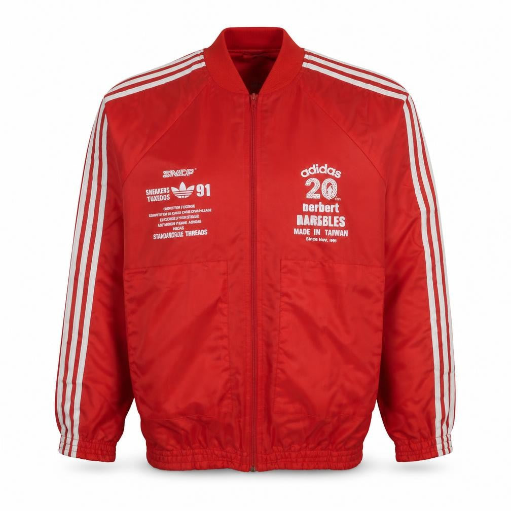 Adidas Men’s Red Bomber Sports Jacket Size M Retro 90s Full Zip
