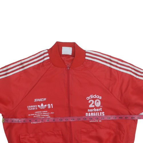 Adidas Men’s Red Bomber Sports Jacket Size M Retro 90s Full Zip