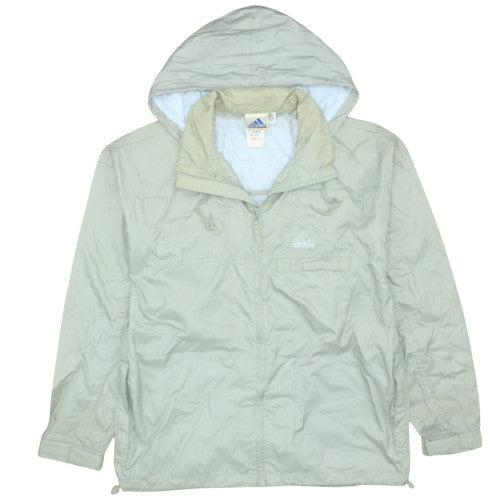 Adidas Men's Beige Windbreaker Jacket Size S Hooded Lightweight