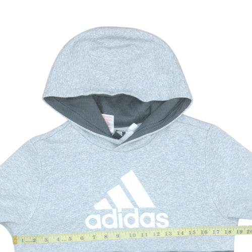Adidas Boys Grey Colourblock Pullover Hoodie Size 14 Years Regular Fit