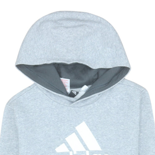 Adidas Boys Grey Colourblock Pullover Hoodie Size 14 Years Regular Fit