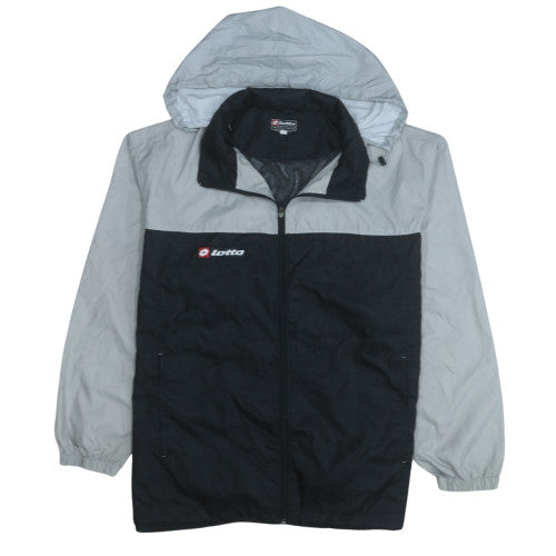 Lotto Men's Grey Black Windbreaker Jacket Hooded Size M