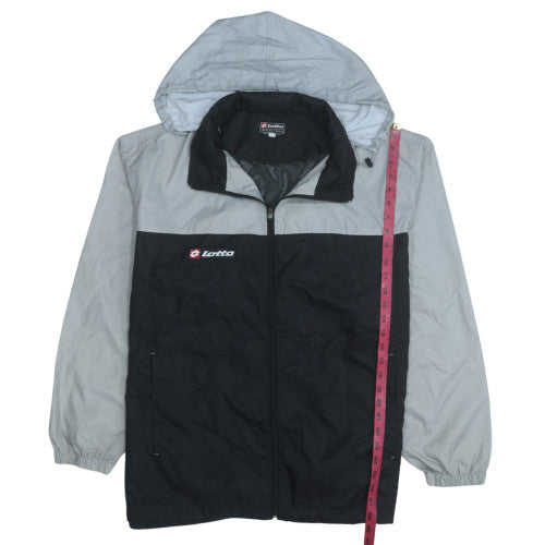 Lotto Men's Grey Black Windbreaker Jacket Hooded Size M