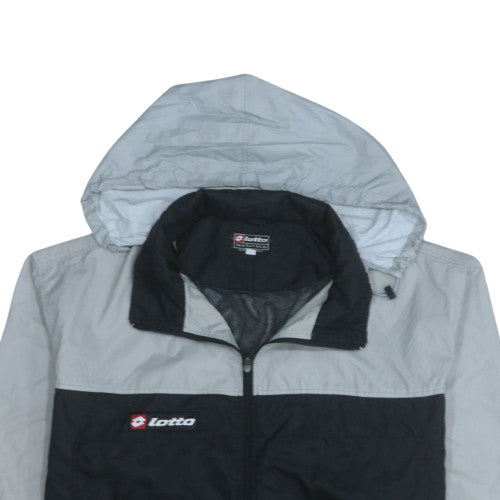 Lotto Men's Grey Black Windbreaker Jacket Hooded Size M