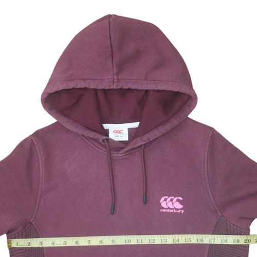 Canterbury Women's Burgundy Hoodie Size 14 Pullover Logo Hooded Sweatshirt
