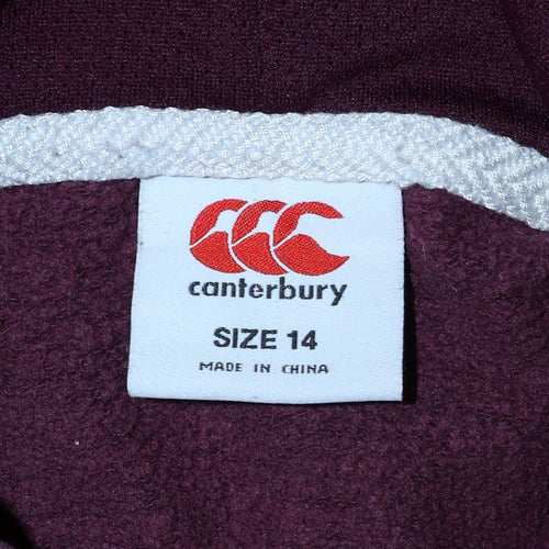Canterbury Women's Burgundy Hoodie Size 14 Pullover Logo Hooded Sweatshirt