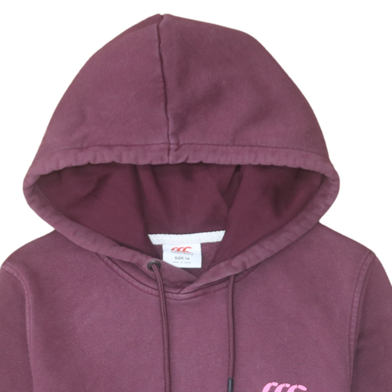 Canterbury Women's Burgundy Hoodie Size 14 Pullover Logo Hooded Sweatshirt
