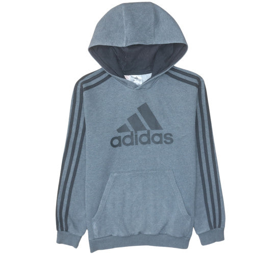 Adidas Boys Grey Pullover Hoodie 11-12 Years Logo Graphic Jumper