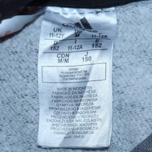 Adidas Boys Grey Pullover Hoodie 11-12 Years Logo Graphic Jumper