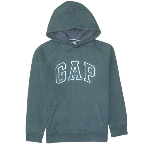 GAP Mens Green Pullover Hoodie M Fleece Lined Logo Sweatshirt