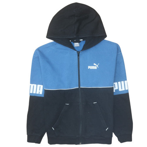 Puma Boys Blue & Black Full Zip Hoodie - Size 13-14 Years - Logo Design
