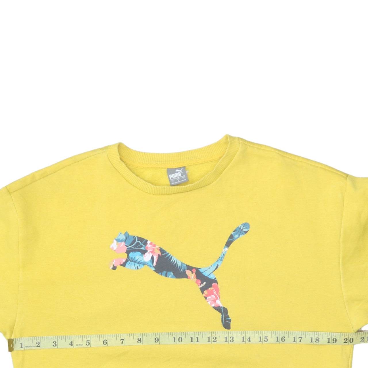 Puma Women's Yellow Floral Logo Pullover Sweatshirt Size S