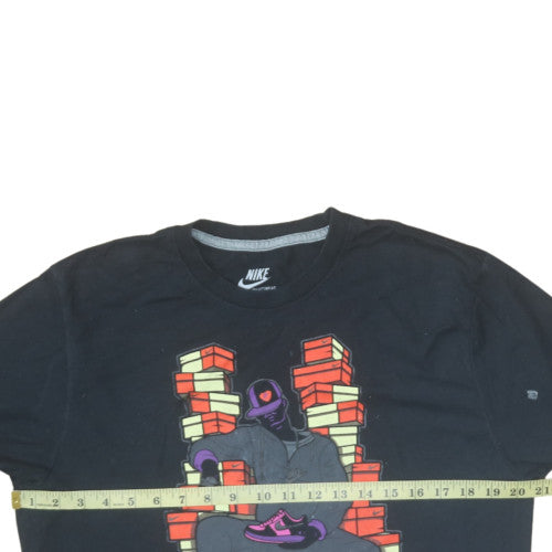 Nike Mens Black Graphic Print Crew Neck Regular Fit T-Shirt Size L