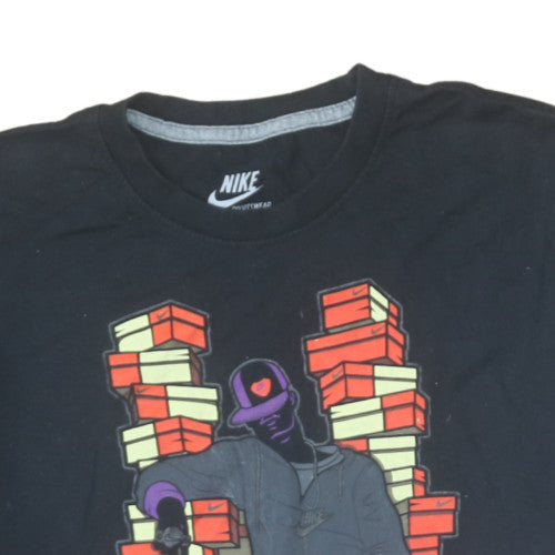 Nike Mens Black Graphic Print Crew Neck Regular Fit T-Shirt Size L